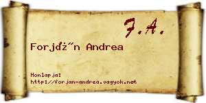 Forján Andrea névjegykártya