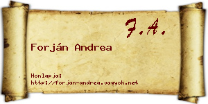 Forján Andrea névjegykártya